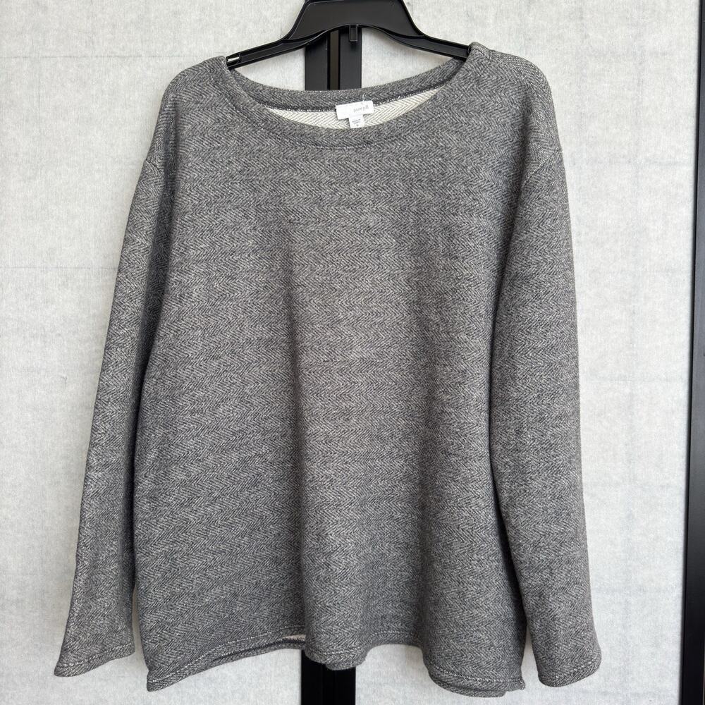 J. Jill PureJill Boxy Sweatshirt Size Medium 100% Cotton Texture Greayish